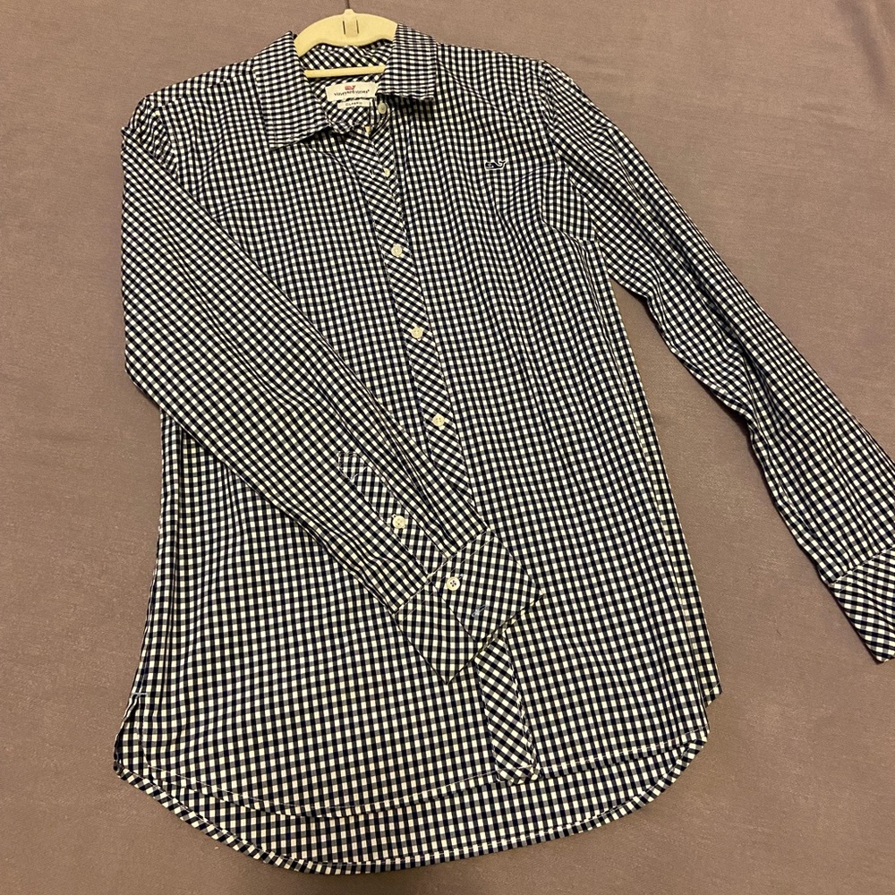 Vineyard Vines Navy Gingham button down
